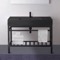 Black Modern Console Sink Vanity, 40